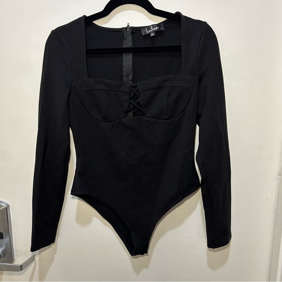 Lulu’s Set for Style Black Long Sleeve Bustier Bodysuit Size Large - Picture 4 of 12